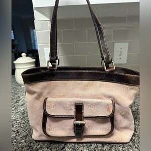 Dooney & Bourke Monogram Light Pink Canvas Double Handle Satchel Bag
